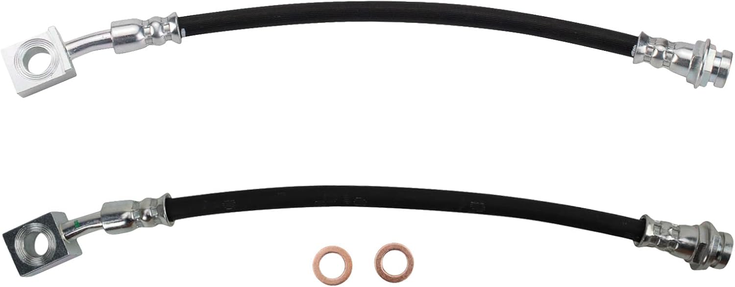 TRQ Rear Brake Hose Set Compatible with 2002-2006 Cadillac Escalade 2003-2006 Escalade ESV Escalade EXT Chevrolet Avalanche 1500 2001-2006 Suburban 1500 2000-2006 Tahoe GMC Yukon Yukon XL 1500