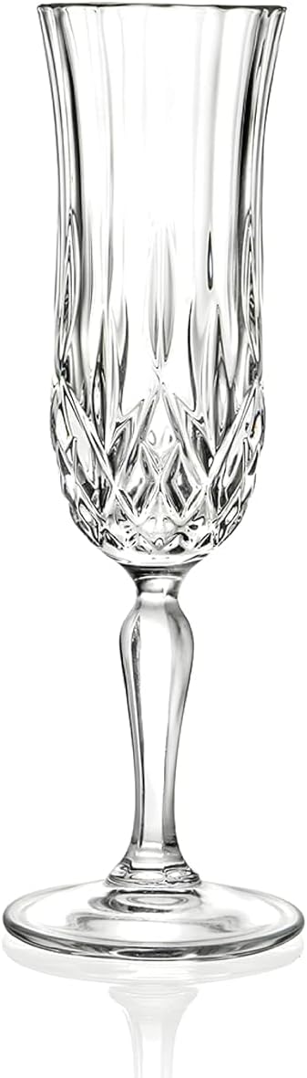 RCR Opera Set Of 6 Crystal Champagne Flutes Stemmed Wine Glasses