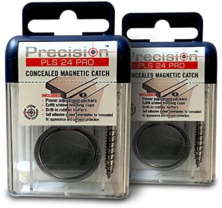 Precision Lock PLS 24 PRO Concealed Magnetic Catch for Light to Heavy Duty Doors with Thickness Greater Than 30 mm (1.18"), Pack of 2