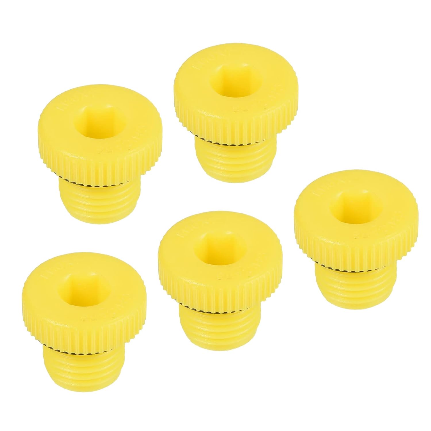 PATIKIL Hold Plugs M10x1, 5 Pack PP Plastic Male Threaded Hex Socket Sealing Screw End Cap, Yellow