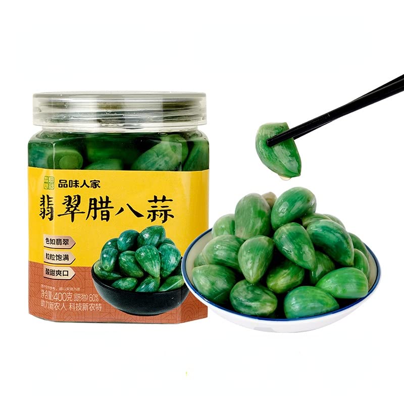 Laba Garlic, Jade Garlic, Fresh Green Garlic, Pickled Vegetable, Pickled with Vinegar, Pickled Garlic, Sugar Garlic, Shandong Special, Sweet and Sour Garlic (PinWeiRenJia 400G,2 can)