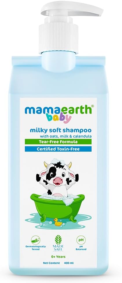 Mamaearth Milky Soft Shampoo with Oats, Milk and Calendula for Babies 400 ml (Pack of 1)