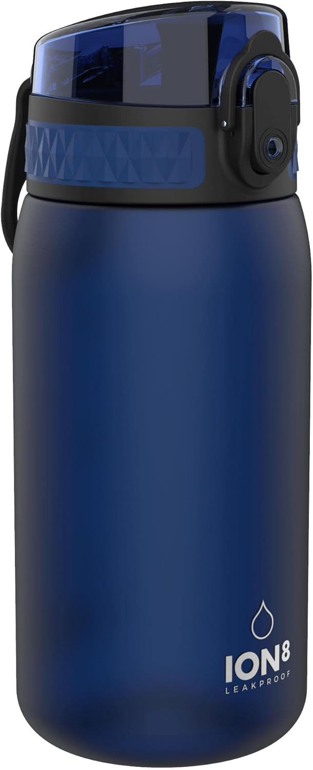 Ion8 Kids Water Bottle, 350 ml/12 oz, Leak Proof, Easy to Open, Secure Lock, Dishwasher Safe, BPA Free, Carry Handle, Hygienic Flip Cover, Easy Clean, Odour Free, Carbon Neutral