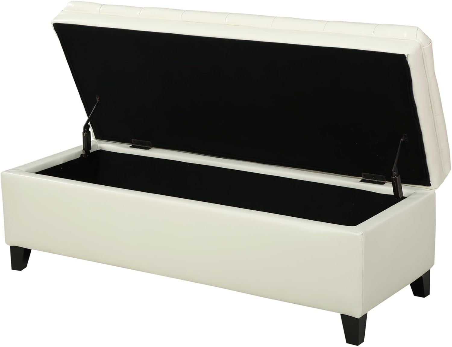 INMOZATA 50" Long Upholstered Ottoman Bench, Flip-Top Storage Footrest, Space-Saving Entryway Bench, Multi-Purpose PU Storage Chest for Bedroom, Living Room, Office(Ivory)