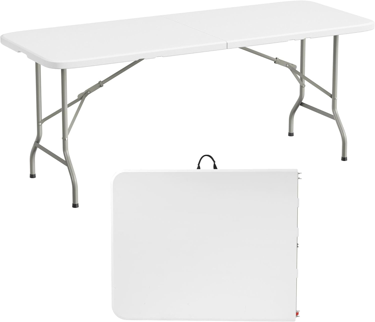 Elevon Folding Table, 6 Feet Heavy Duty Fold-in-Half Utility Table Indoor Outdoor for Camping, Picnic, Party