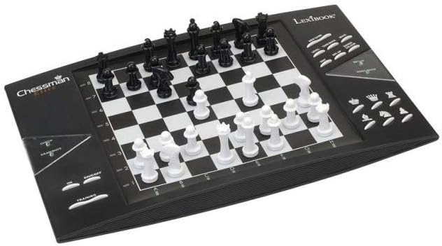 Lexibook CG1300 Chessman Elite, Interactive Electronic Chess Game, 64 Levels of Difficulty, LEDs, Battery Powered or 9V Adapter, Black/White, 1 Player