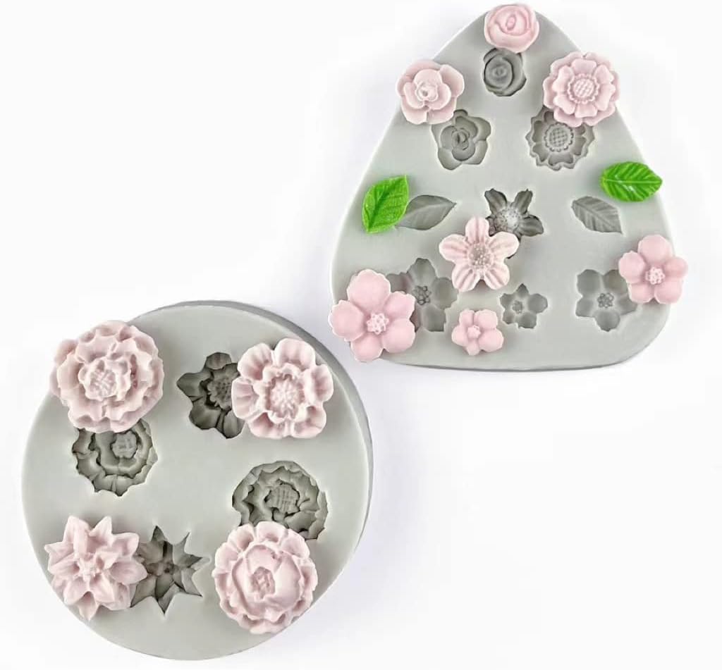 Flower Polymer Clay Molds, Polymer Clay Molds for Jewelry Making, Daisy Sunflower Rose Miniature Silicone Molds (13Flowers)