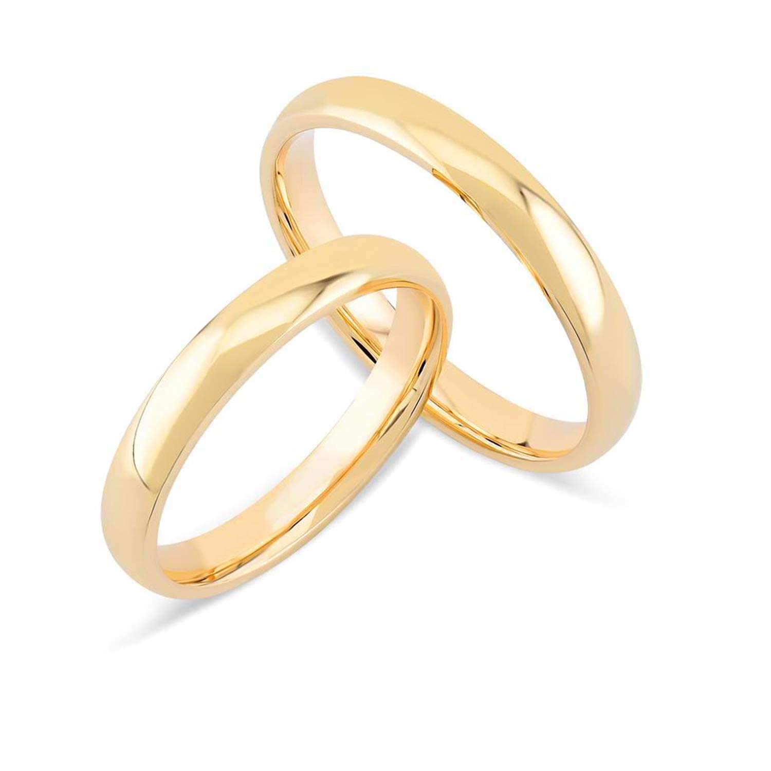 14k 18k Gold 3MM Dome Wedding Band Ring - Classic Comfort Fit His and Her Matching Bands for Custom Engraving
