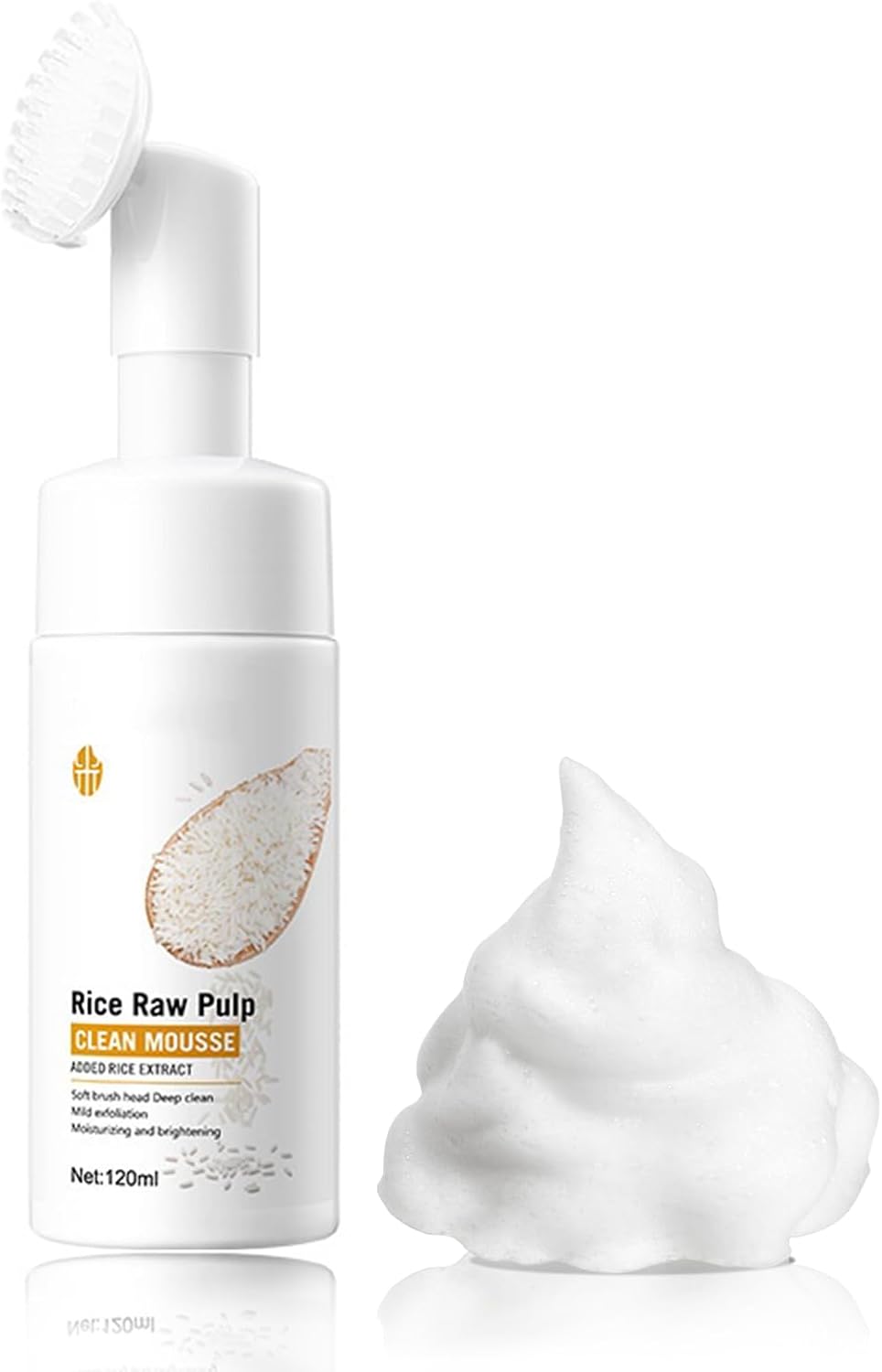 Rice Face Cleanser, Natural Face Wash,Rice Face Wash, Foaming Cleanser with Silicone Brush, Gentle Facial Cleanser, Facial Wash Women, Facial Cleansing Washes for Hydrating,Deep Pore Cleansing