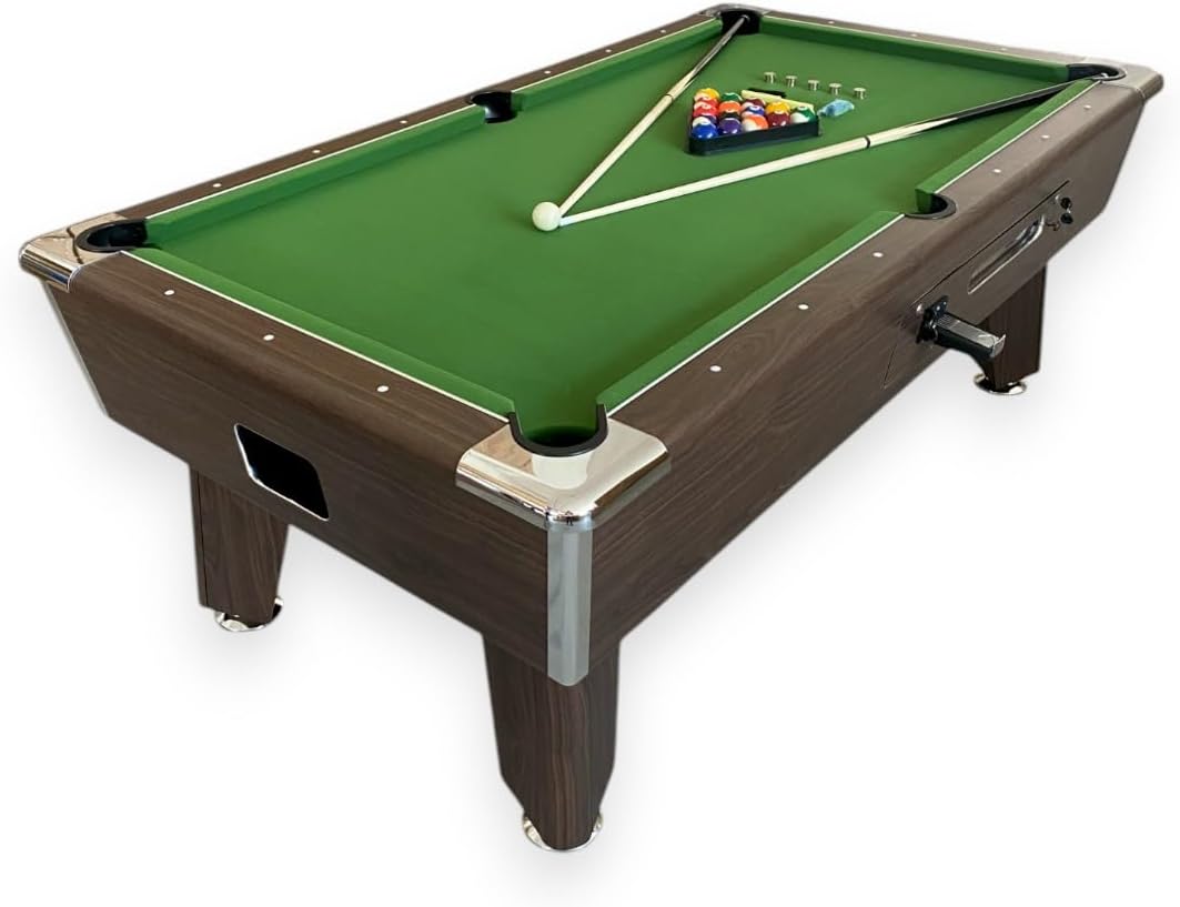 8ft Pool Table Coin Operated Billiard Table Green Felt - Eagle