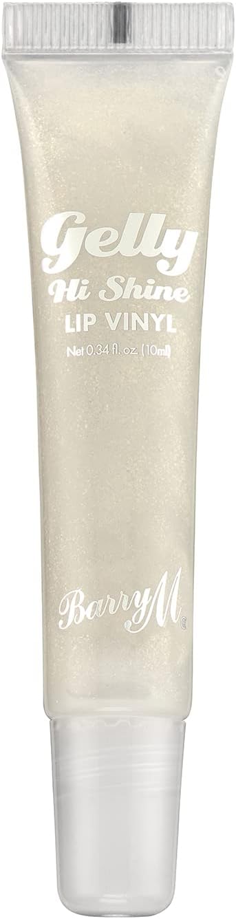 Barry M Gelly Hi Shine Lip Vinyl Gloss, Shade Modest - Clear with Shimmer | Glossy Finish