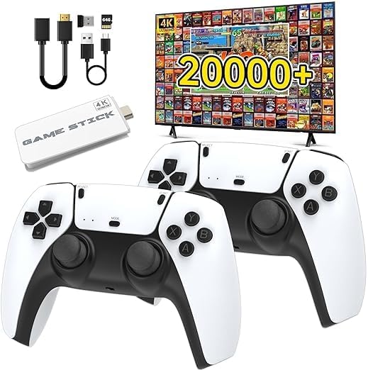 Retro Gaming Console - Retro Game Stick,Plug and Play Video Game Stick, 9 Classic Emulators,4K HDMI Output,Plug and Play Video Game Stick Built in 20000+ Games with 2.4G Wireless Controllers(64G)