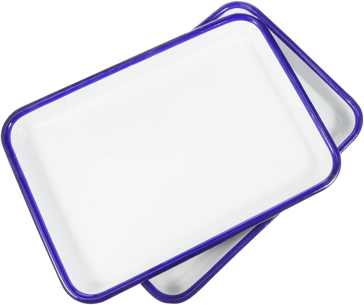 Luxshiny 2 Pack Enamel Baking Pans - 27x19cm White Ceramic Cookie Sheet, Non-Stick Oven Tray for Pizza, Bread, Roasting, Pancakes & Desserts | Easy Clean & Rustproof for Home & Kitchen