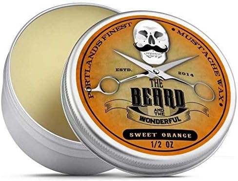 Moustache Wax Beard Wax 15ml – Promotes Facial Hair Growth with Moisture Resistant Feature – Ideal Beard Styling for Men with All Natural Ingredients, Strong Hold, & Sweet Orange Scent Wax