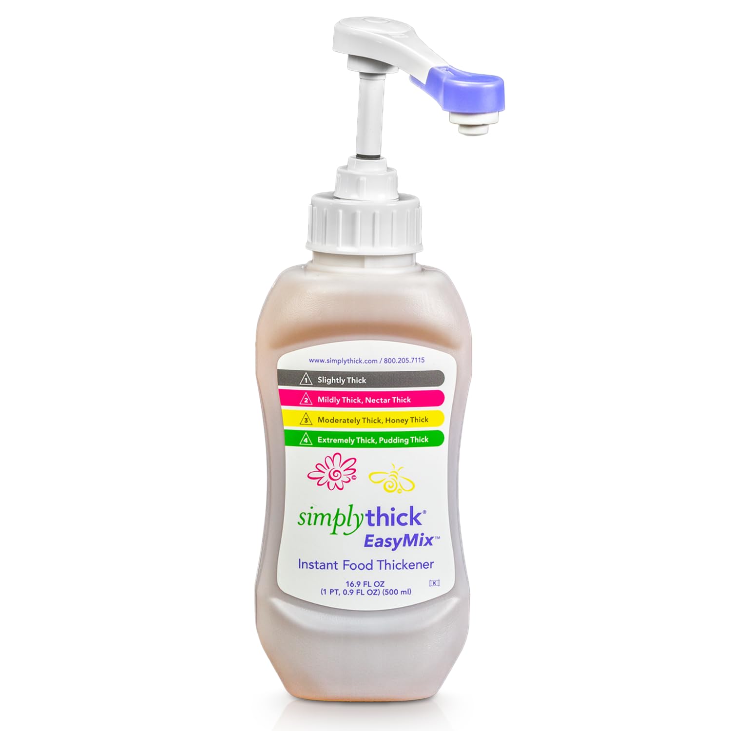 SimplyThick EasyMix | 92 Servings | Gel Thickener for those with Dysphagia & Swallowing Disorders | Won't Alter The Taste of Liquid | Easy to Prepare | 16.9 Fl Oz Bottle with Pump