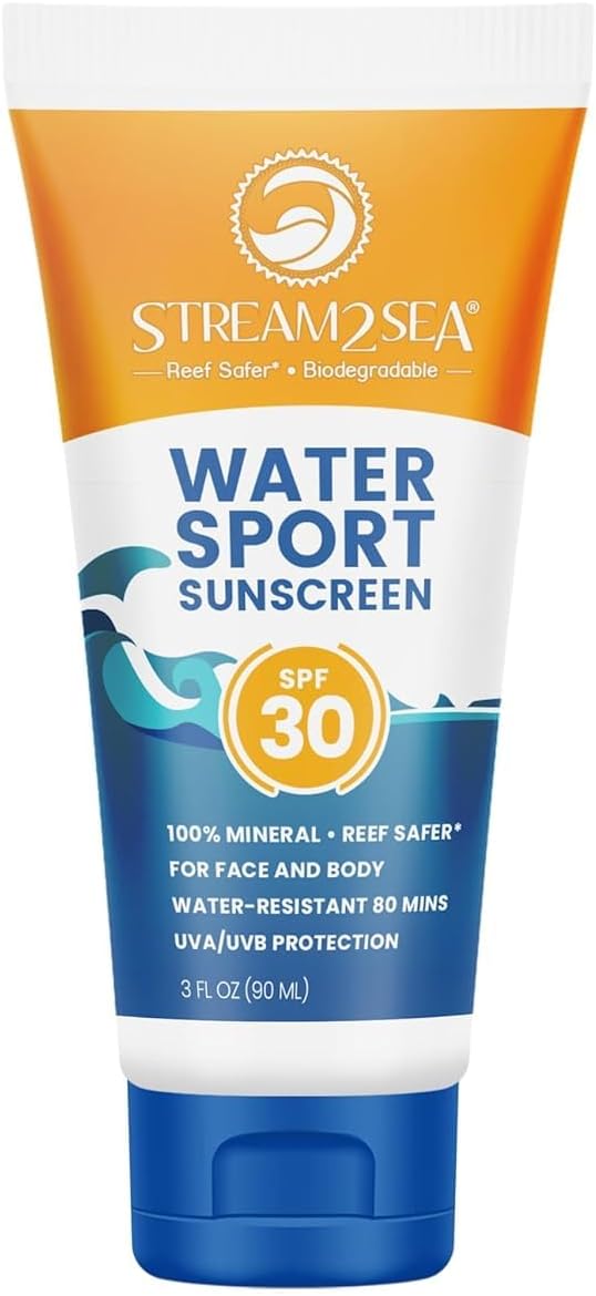 STREAM2SEA SPF 30 Mineral Sunscreen, Biodegradable and Reef Safe, 90 ml, Non-Greasy and Moisturizing, Face and Body Protection