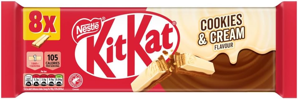 KitKat 2 Finger Cookies and Cream Chocolate Biscuit Bar, 8 x 20.7g