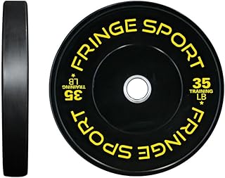 FringeSport Black Bumper Plates Set and Pairs - Dead Bounce Olympic Weight Plate - Rubber Weight Plates with Steel Insert Strength Training Plates (10lb - 460lb)