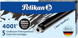 PELIKAN 4001 GTP/5 Ink Cartridges for Fountain Pens, Brilliant Black, 1.4ml, 5 Pack (310615)