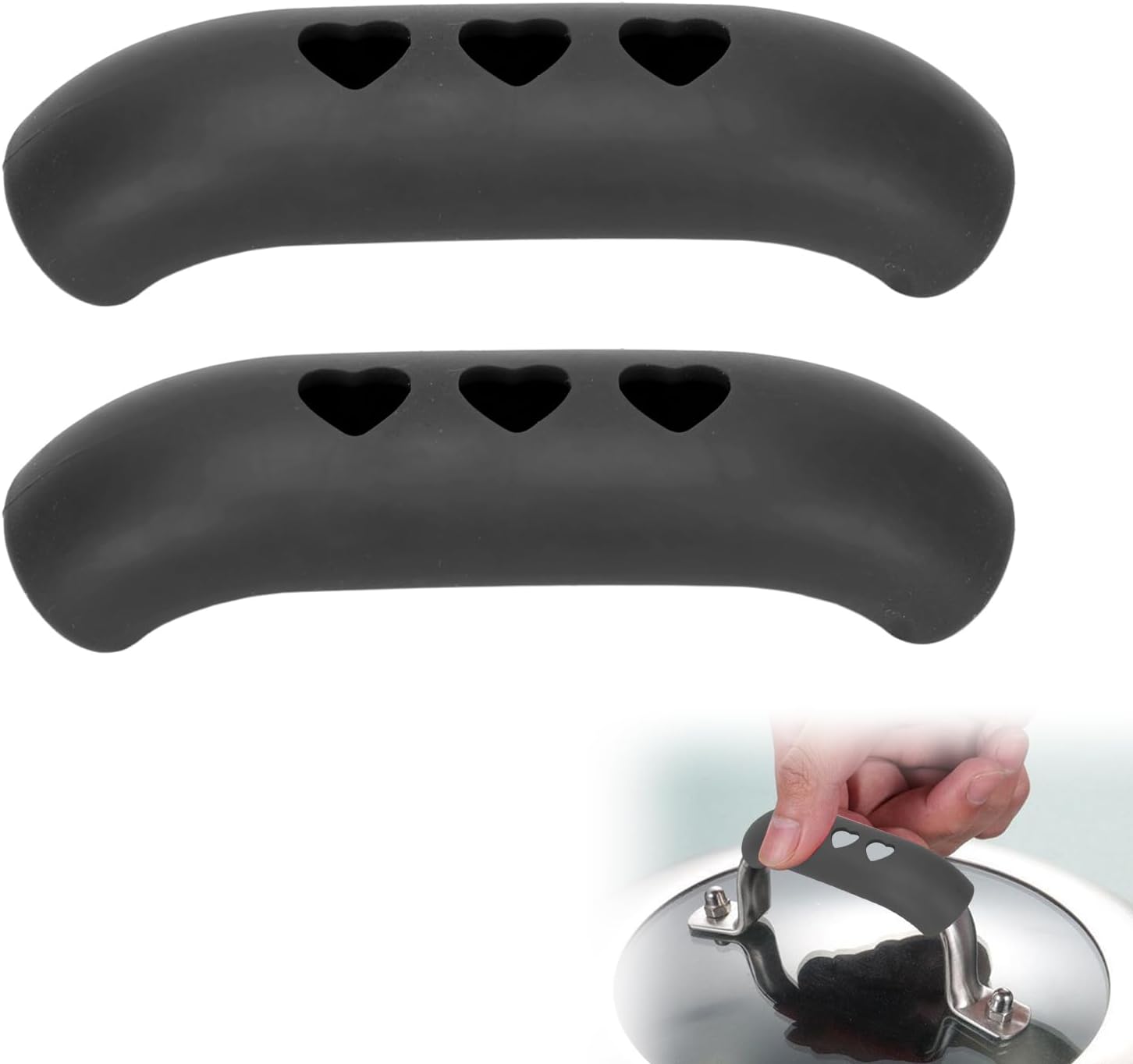 Dioche 2Pcs Silicone Assist Handle Holder Grip, Heat Non Slip Pot Grip Handle Sleeve, Easy Install with Cast Iron, Frying Pans, Skillets, and More (Black), Wholesale Business