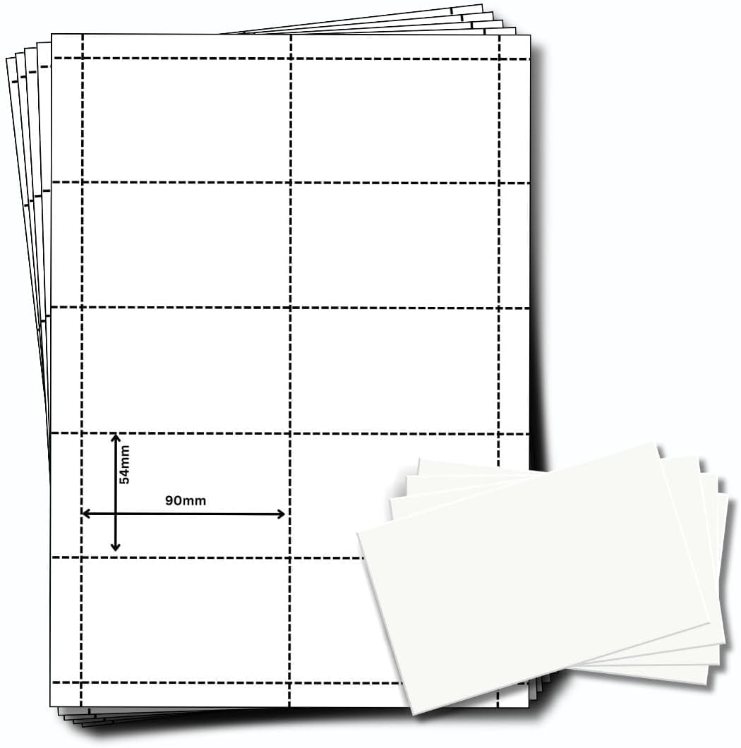 OfficeGear Perforated Printable Name Badges ID Insert Cards Refills (250 Pack) 90x54mm or 9cm x 5.4cm - White A4 150 GSM - 25 Sheets 250 Cards for Conference Name Badge Holders
