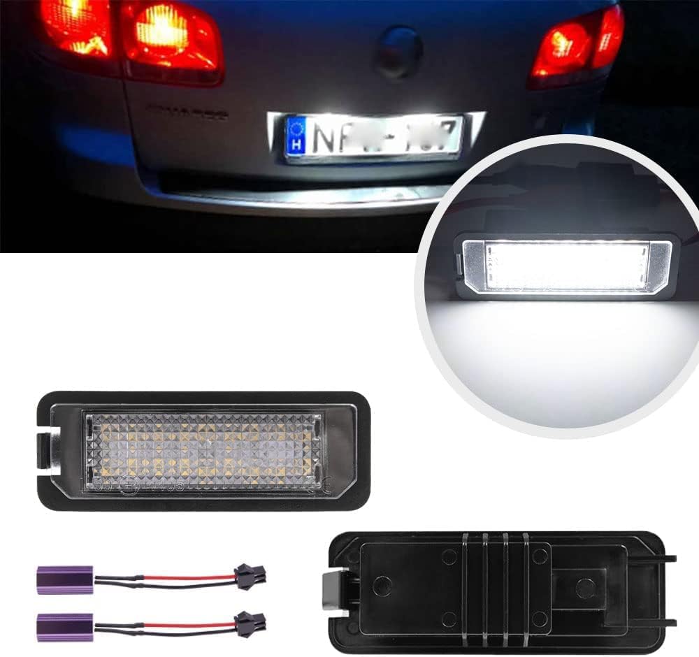 2pcs LED License Plate Lights Number Lamp for MK5 GTI MK6 MK7 Golf 5 Glof 6 Golf 7 New Beetle Passat CC Rabbit Eos Phaeton Polo Lupo Powered by Xenon White LED with Can-bus Error Free