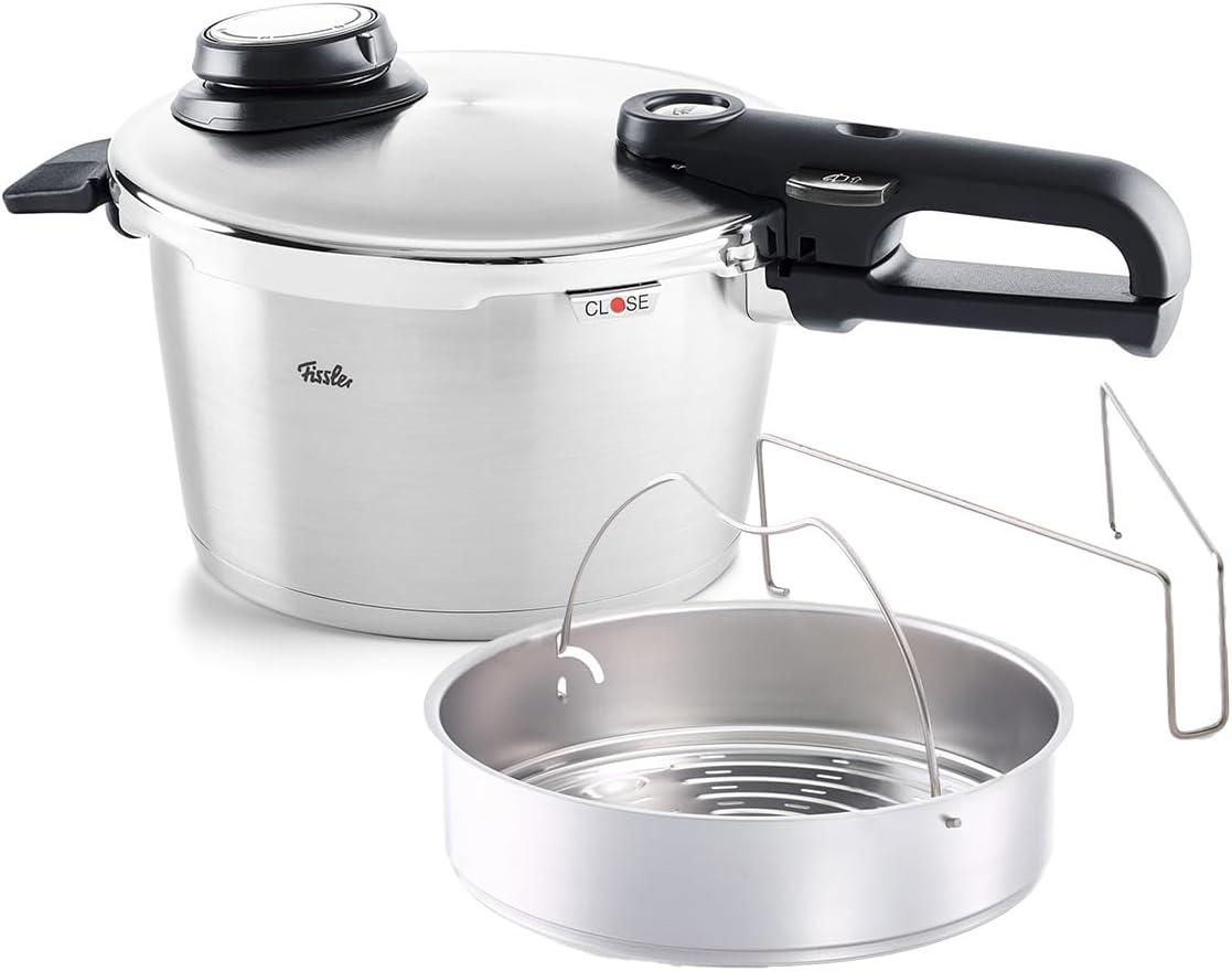 Fissler Vitavit Premium Pressure Cooker with Steamer Insert, 4.8 Quart