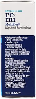 Renu MultiPlus Lubricating and Rewetting Soft Eye Contact Lens Drops 0.27 Fluid Ounces (Pack of 4)