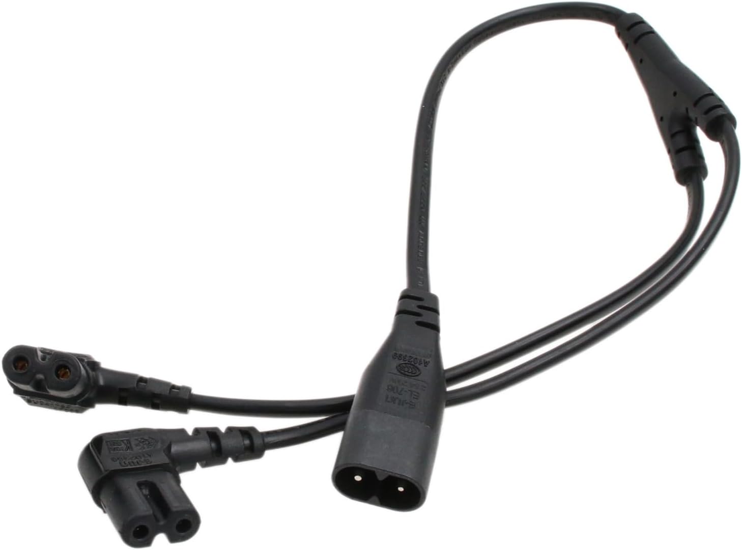 HangTon Y Splitter Extension Power Cord IEC320 C8 to 2x C7 Right Angle Figure 8 for Laptop PS4 LED Lamp Household Appliances 12"