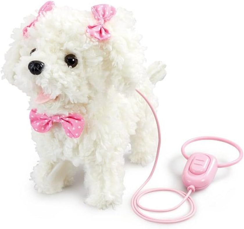 Pitter Patter Pets Walk Along Puppy Poodle Dog Electronic Pet For Children From 3 Years Poodle Walking Toys Plush Kids Lead Puppy Robot Toy Dog Live Walking Toy Pets Alive