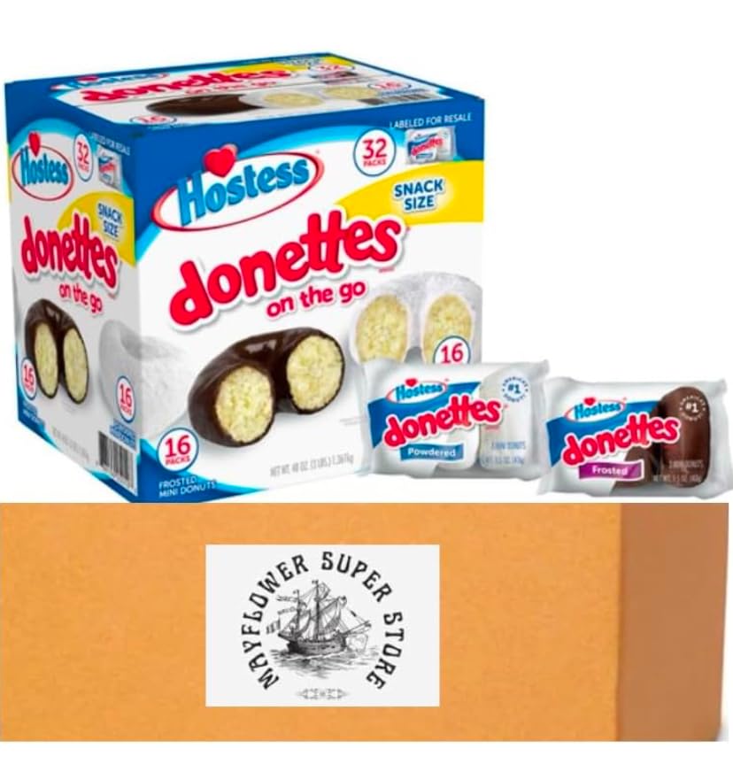 Generic Hostess Mini Powdered & Frosted Chocolate Donettes 32 pk.