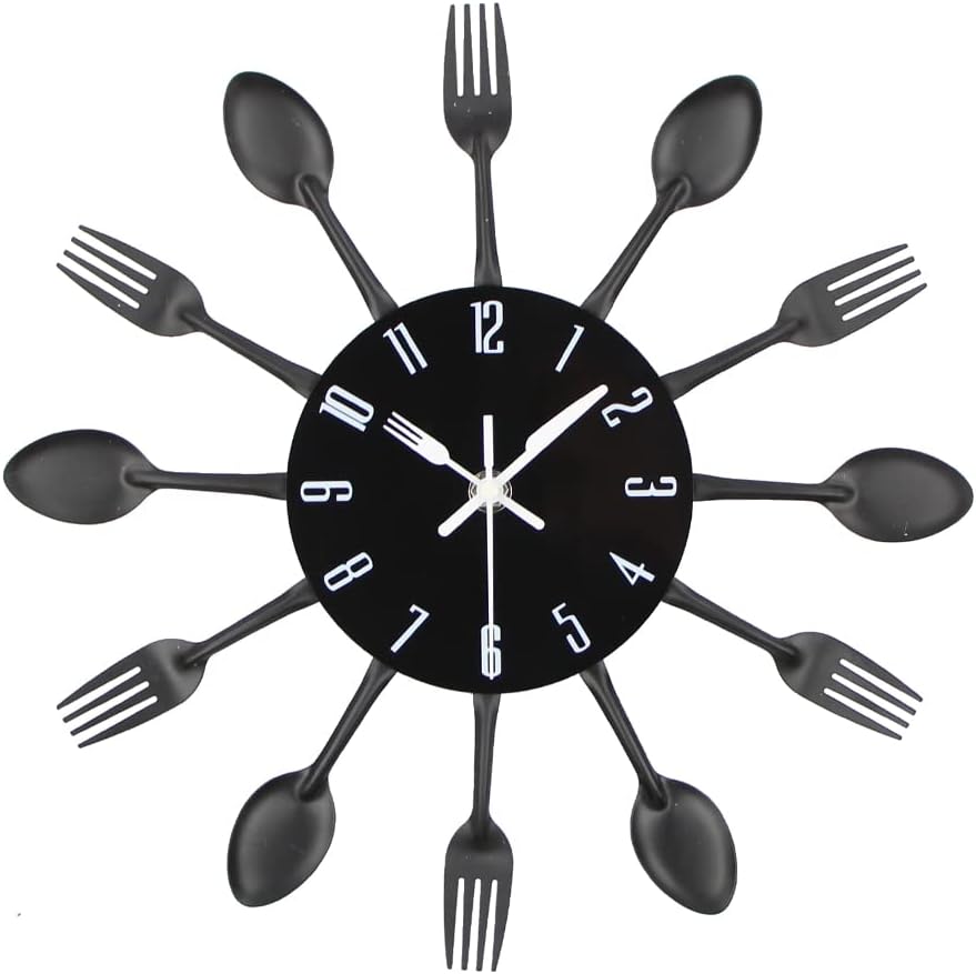 Timelike 3D Removable Modern Creative Cutlery Kitchen Spoon Fork Wall Clock Mirror Wall Decal Wall Sticker Room Home Decoration
