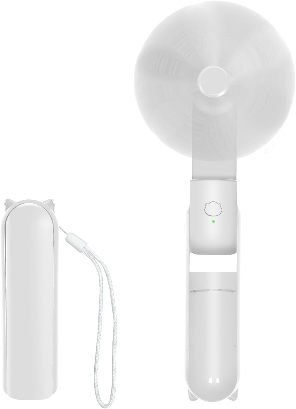 Jsdoin Hand Held Fan, Portable Handheld Fan with 3 Speeds, USB Rechargeable Foldable Travel Fan with Power Bank Desktop Fans with Lanyard for Home Travel Office Outdoor(White)