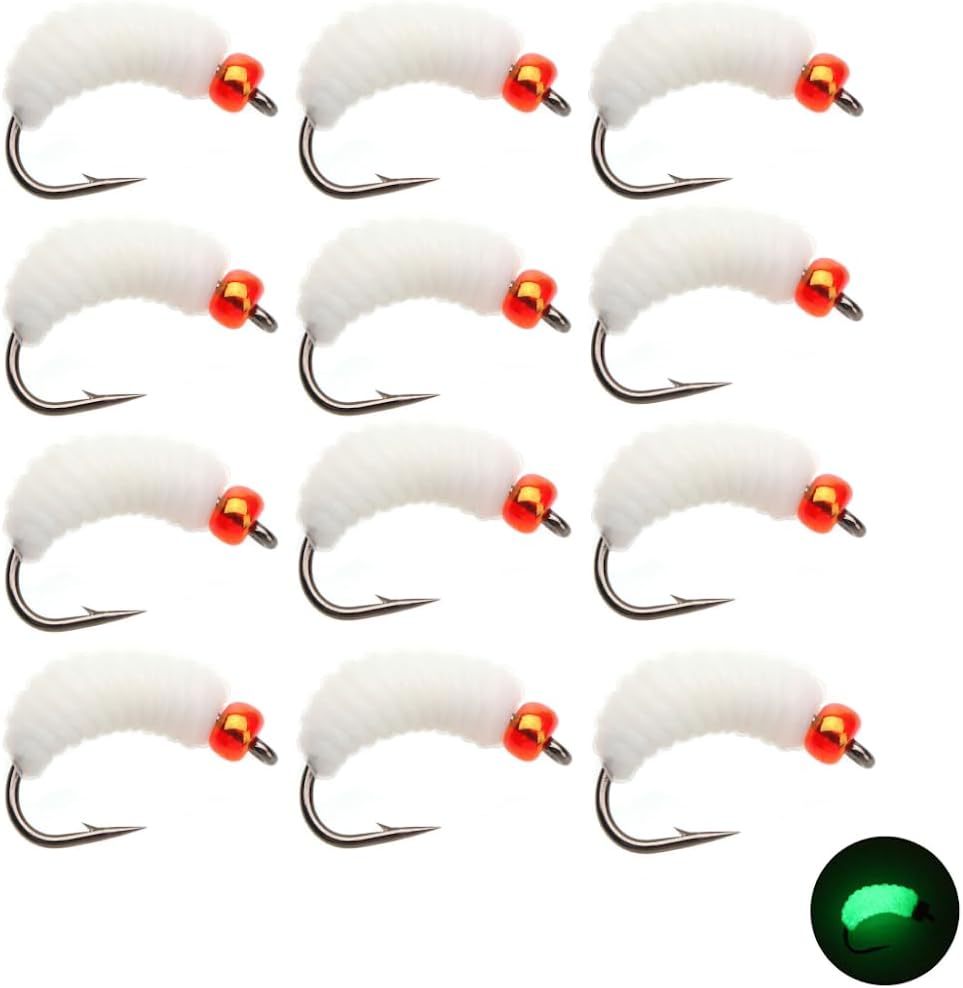 1 Dosen - #10 Bh Rubber Grub - Fishing Gear and Equipment - Fly Fishing Accessories Crankbait Supplies Worms Bait Kit - Trout Crappie Lures or Jigs - Swimbait for Freshwater Saltwater Top Water
