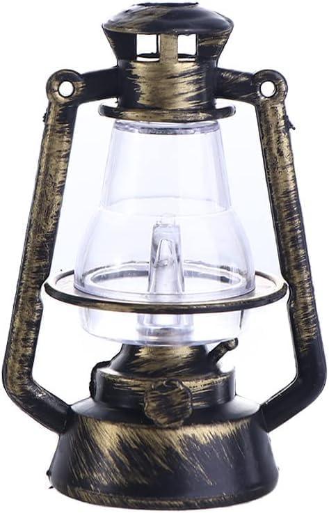 Miniature Lantern Mini Kerosene Lamp Light Dollhouse Decoration Accessories, 1:12 Dollhouse Miniature Kerosene Lamp,Dollhouse Accessories(Type 2-with Light)