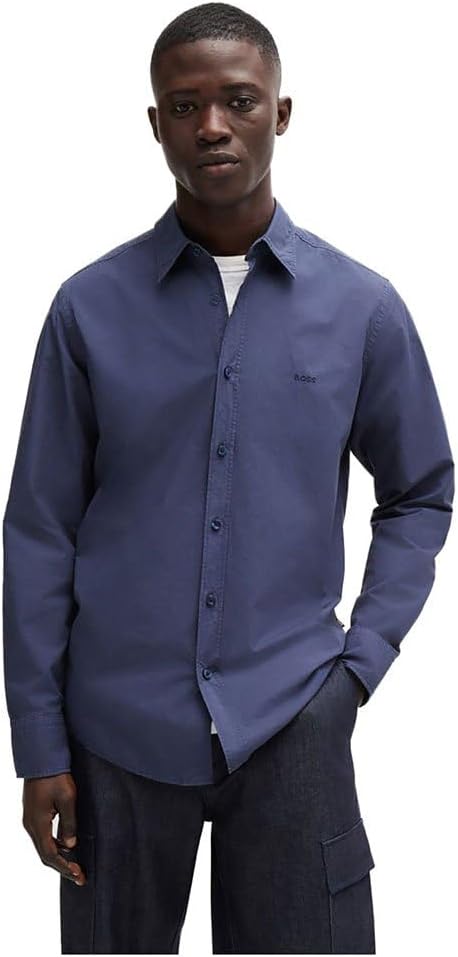 BOSS Mens Relegant 6 Regular-fit Shirt in Cotton poplin