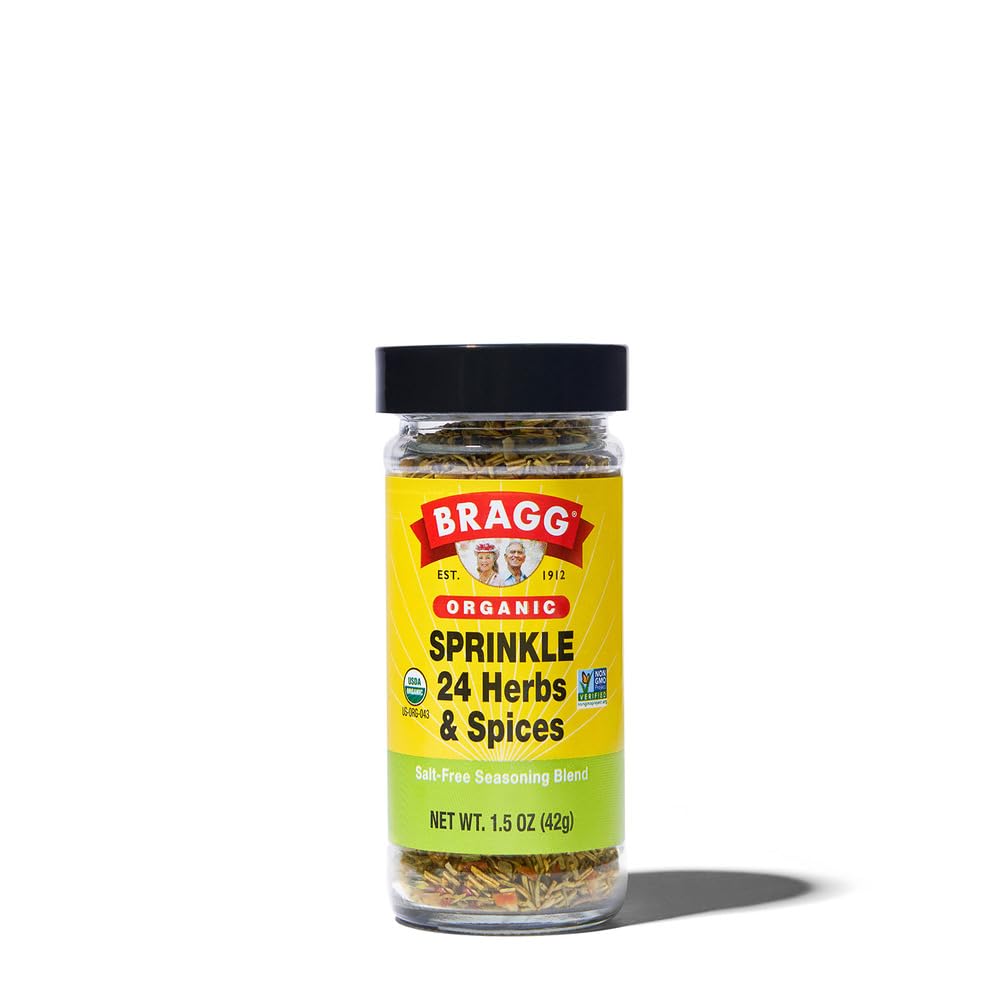 Bragg Organic Sprinkle Seasoning with 24 Herbs and Spices - 1.5 oz - Salt-Free Seasoning Blend - Perfect for Vegetables, Meats, and Salads