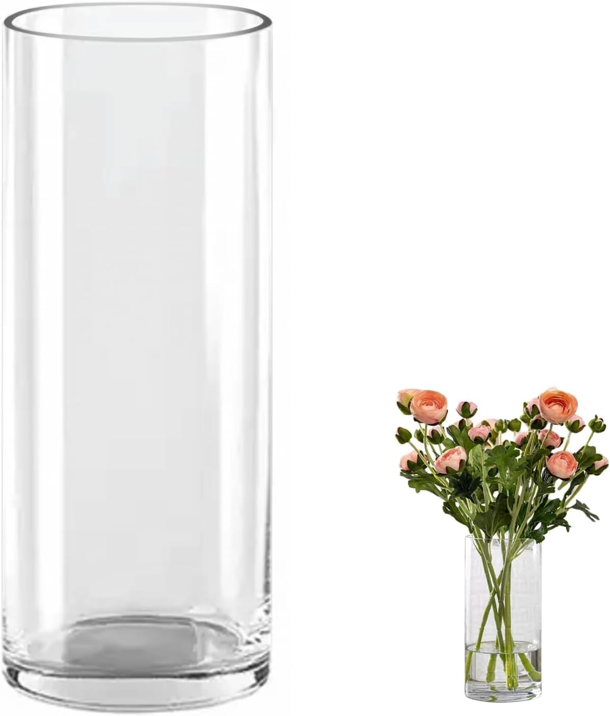 QEEYON Glass Cylinder Vase 30cm Tall Extra Large Glass Vase for Flowers Thickened Crystal Vase for Flowers Floral Arrangement for Centerpieces Living Room, Kitchen, Office, Wedding (30 x 12cm)