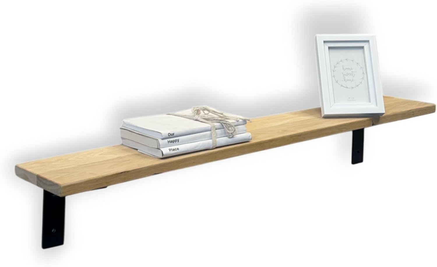MKGT Oak Radiator Shelf | Solid Oak Wood with Brackets | Rustic Shelves for Hallway Fireplace | Wall-Mounted Floating (120 cm)