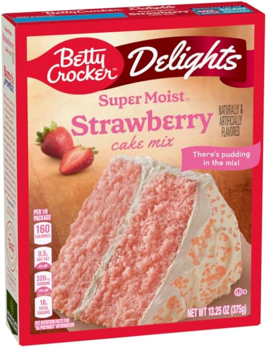 Betty Crocker Delights Super Moist Strawberry Cake Mix by General Mills 375g