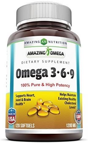Amazing Omega 3.6.9 1200mg,Softgels (Non GMO,Gluten Free) Unique Formula combining Flaxseed Oil 400 mg,Fish Oil 400 mg and Borage Oil 400 mg*Rich in Omega-3,omega-6 and Omega-9 Fatty Acids*(120 Count)