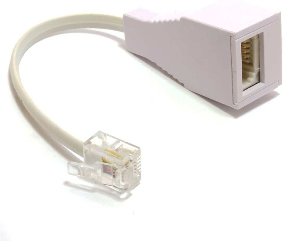 Kenable RJ11 to BT Telephone Socket Adapter, 4-Wire Female Converter, 10cm Cable Length
