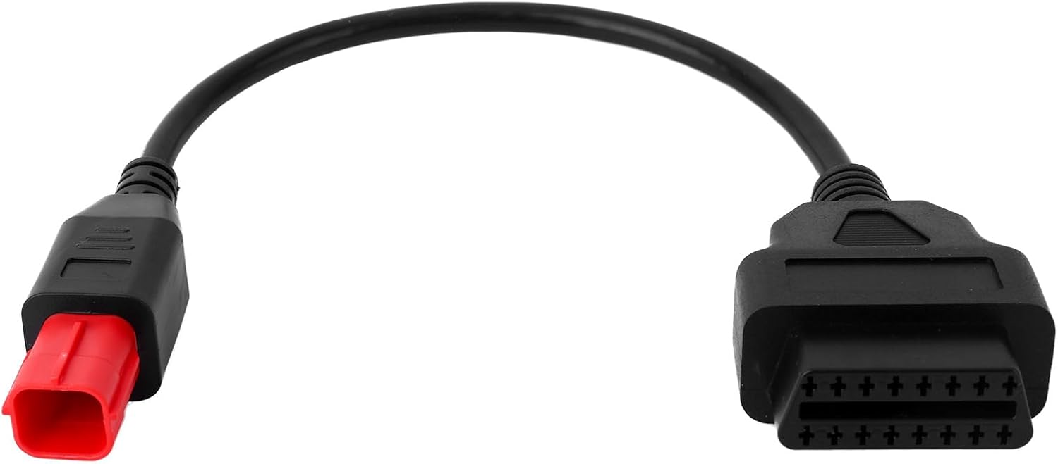 6 Pin OBD2 Adapter Cable, OBD2 Motorcycle Adapter to 16 Pin Diagnostic Scanner Tool for Euro5 Euro6 Can Bus & K-Line Compatible with Yamaha Suzuki Piaggio and More