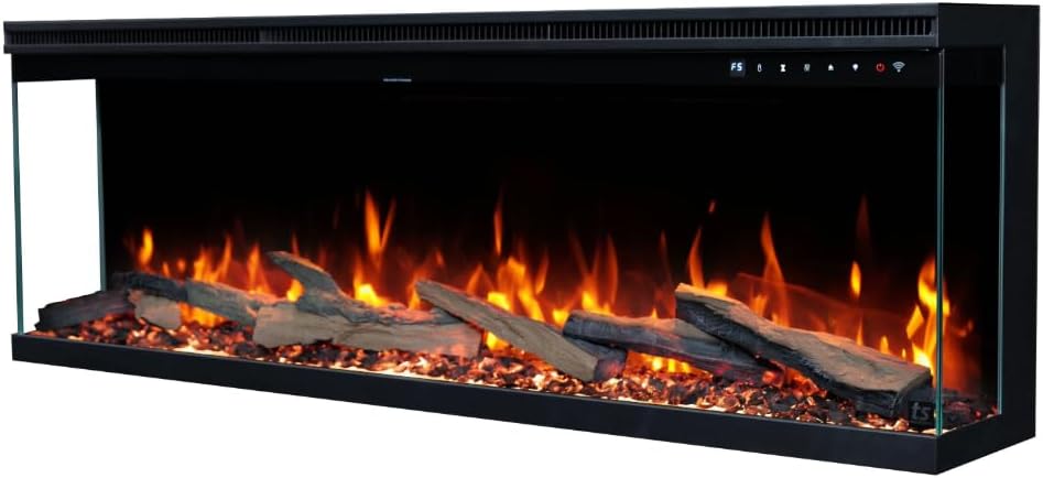 Touchstone Sideline Infinity Pro 3-Sided Smart 50" WiFi-Enabled Electric Fireplace - 80045 - Built-in - 6 Realistic Flame Colors- 13-Color Down Lighting- Crackle Sound- 1,500W Heater