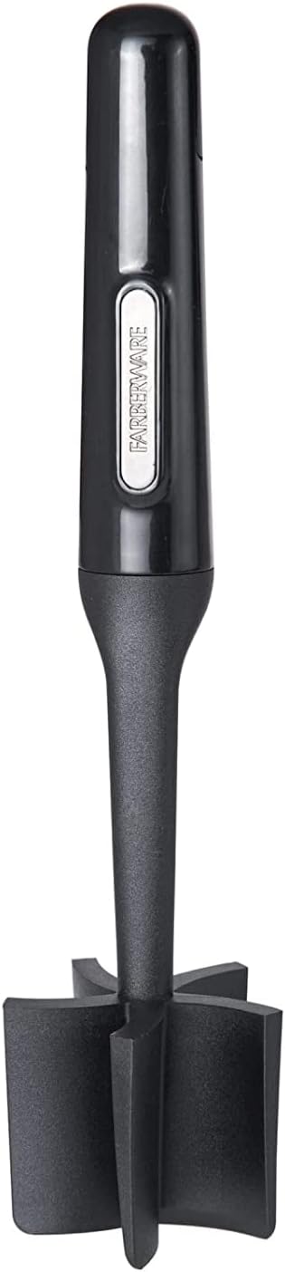 FARBERWARE Nylon Meat & Potato Masher, Heat-Resistant and Safe for Non-Stick Cookware, Durable 10-Inch Kitchen Tool with Ergonomic Handle, Black