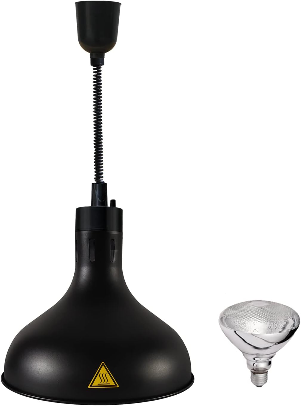 Hanging Food Heat Lamp Infrared Food Warmer Fry Heating Light 250W with Retractable Cord(Dia29cm(Black))