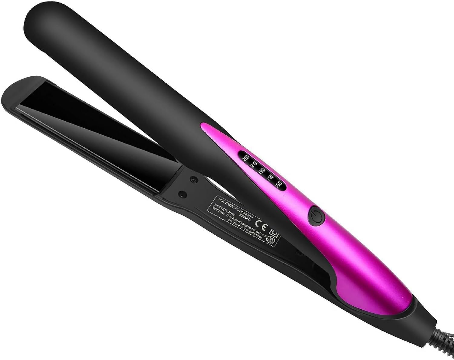 2 in 1 Hair Straightener and Curler for Women,Ceramic Panel with 5-Step Adjustable Temperature LCD Display Setting and Anti-Scalding