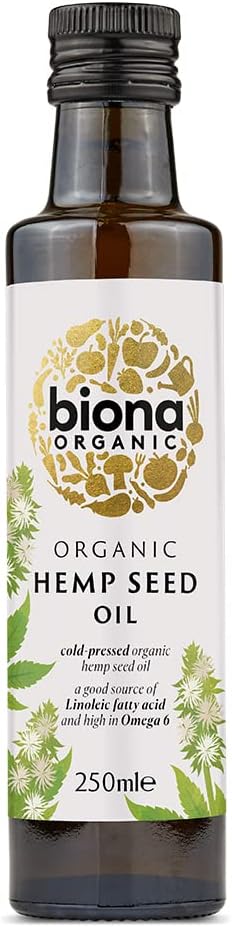 Biona Organic Hemp Seed Oil 250ml - Cold-pressed & Unrefined - Source of Omega 3, Omega 6 & Vitamin D - Ideal for Soups, Salads & Hair, Skin & Nail Health - Non GMO, Vegan