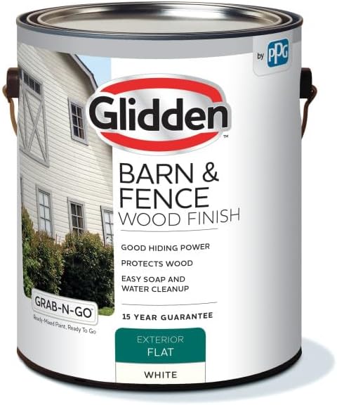 Glidden Latex Paint, Barn and Fence, 4098F/01, Flat, Exterior, 1 gal, White