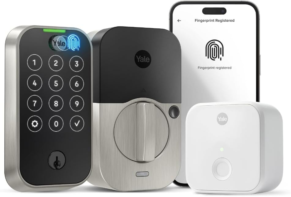 Yale Assure Lock 2 Touch Deadbolt, Satin Nickel Keyed Smart Entry Door Lock with Wi-Fi Connected Touchscreen Keypad and Fingerprint Scanner for Vacation Rental Hosts, YRD420-F-CB1-619